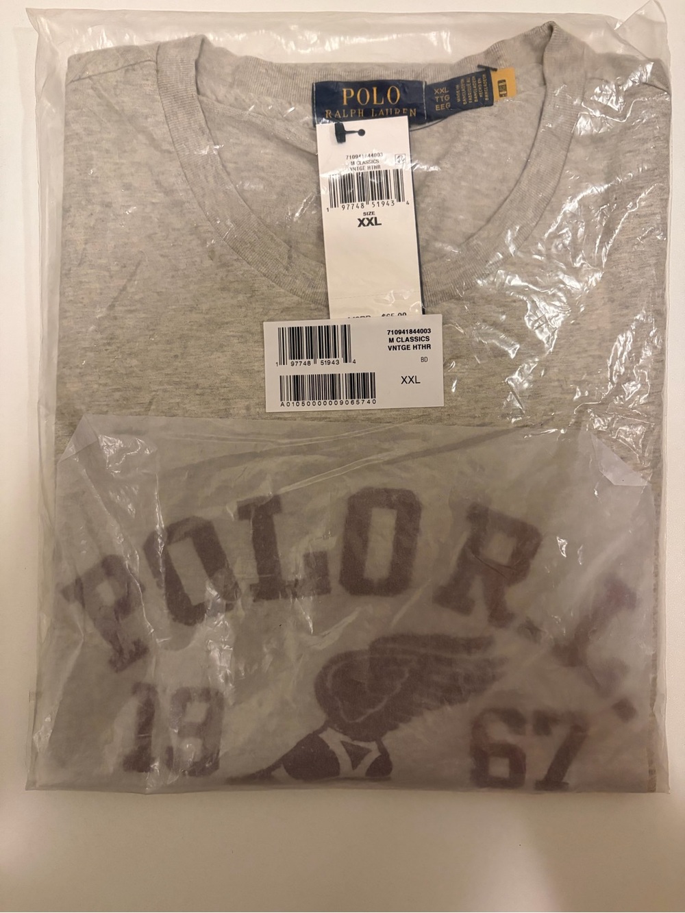 Ralph Lauren Mens Gray Graphic Short Sleeve Tee